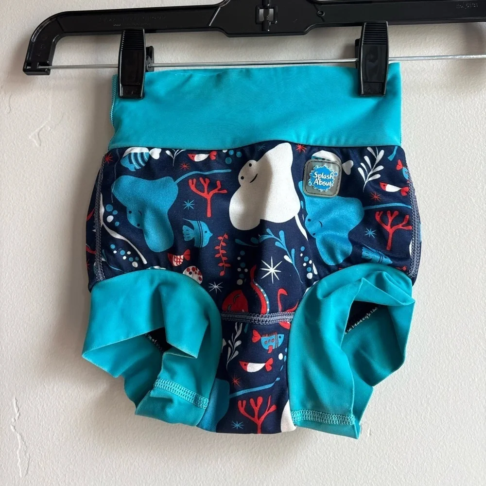 Splash About Reusable Swim Diaper Toddler 2–3Y UPF 50+ Ocean Print Scandi Beach